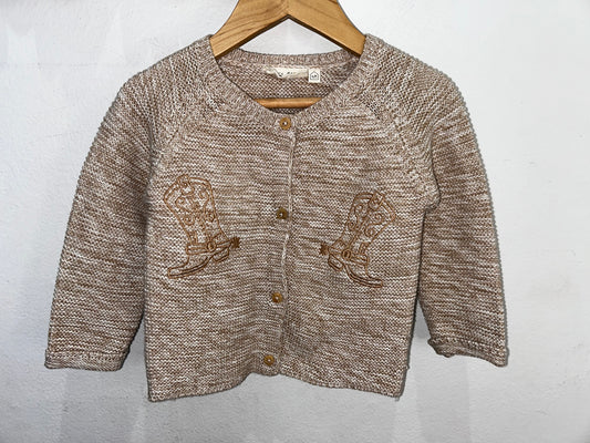 Cowboy boot knit cardigan 9m