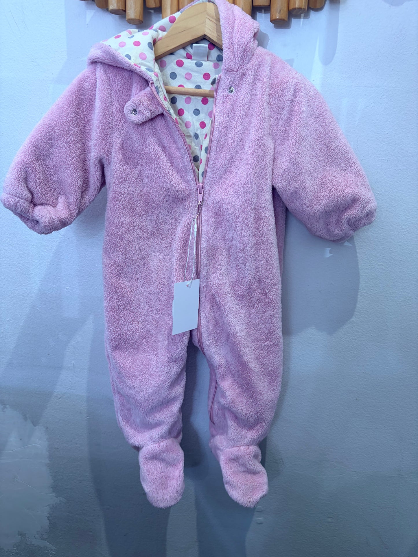 Pink furry bunting 6-12m