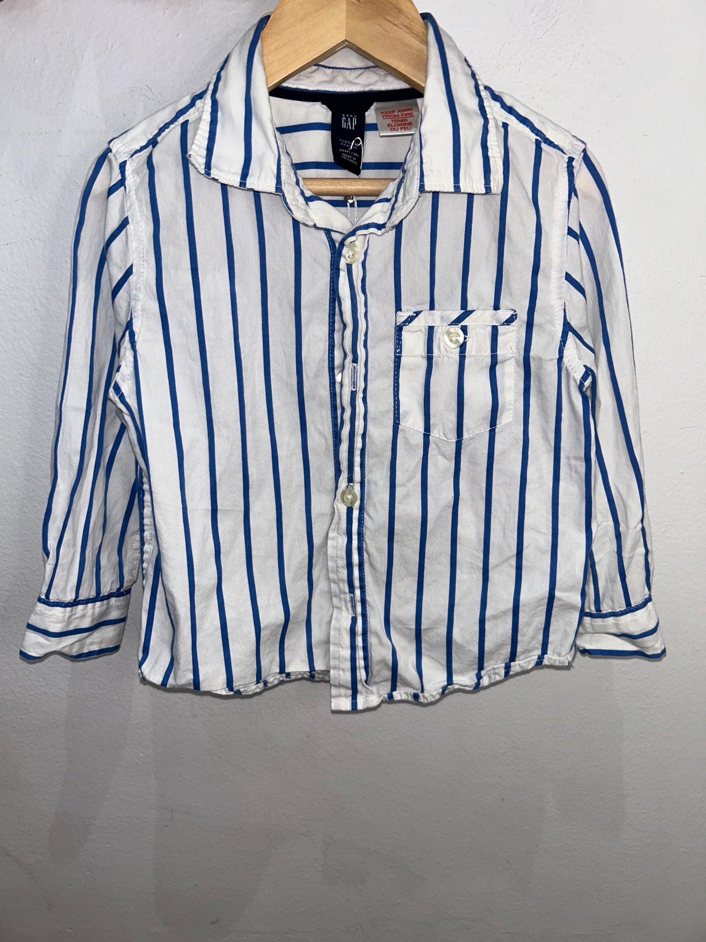 Blue vertical stripes shirt 2y