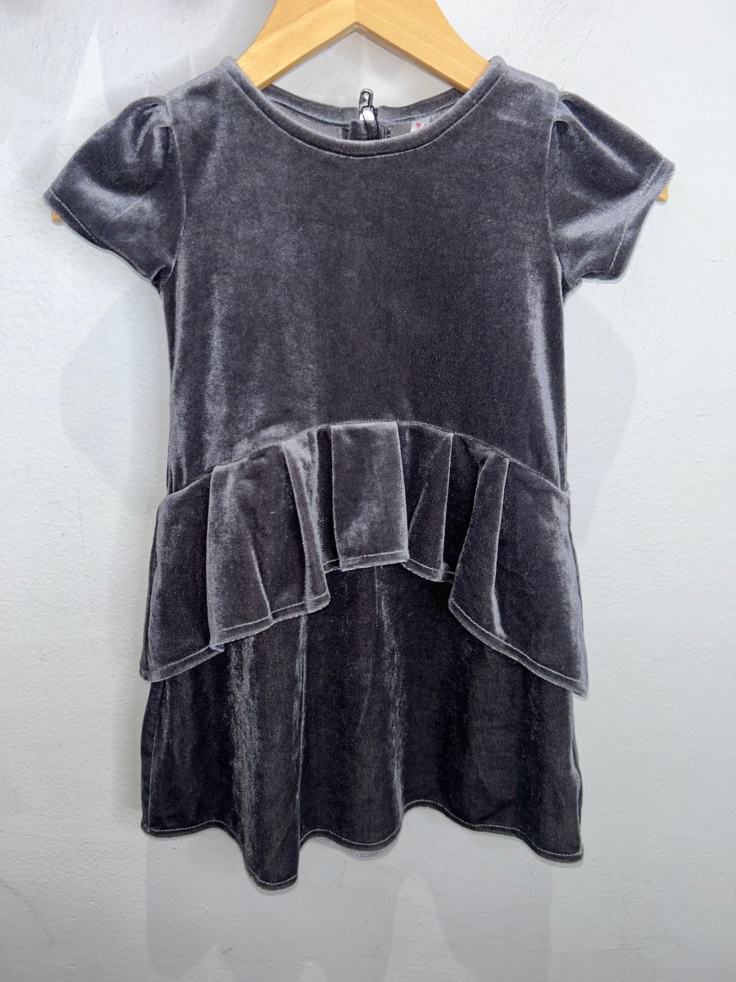 Deuxpardeux grey velvet dress 2y