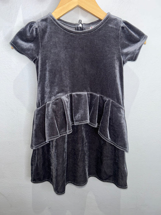 Deuxpardeux grey velvet dress 2y