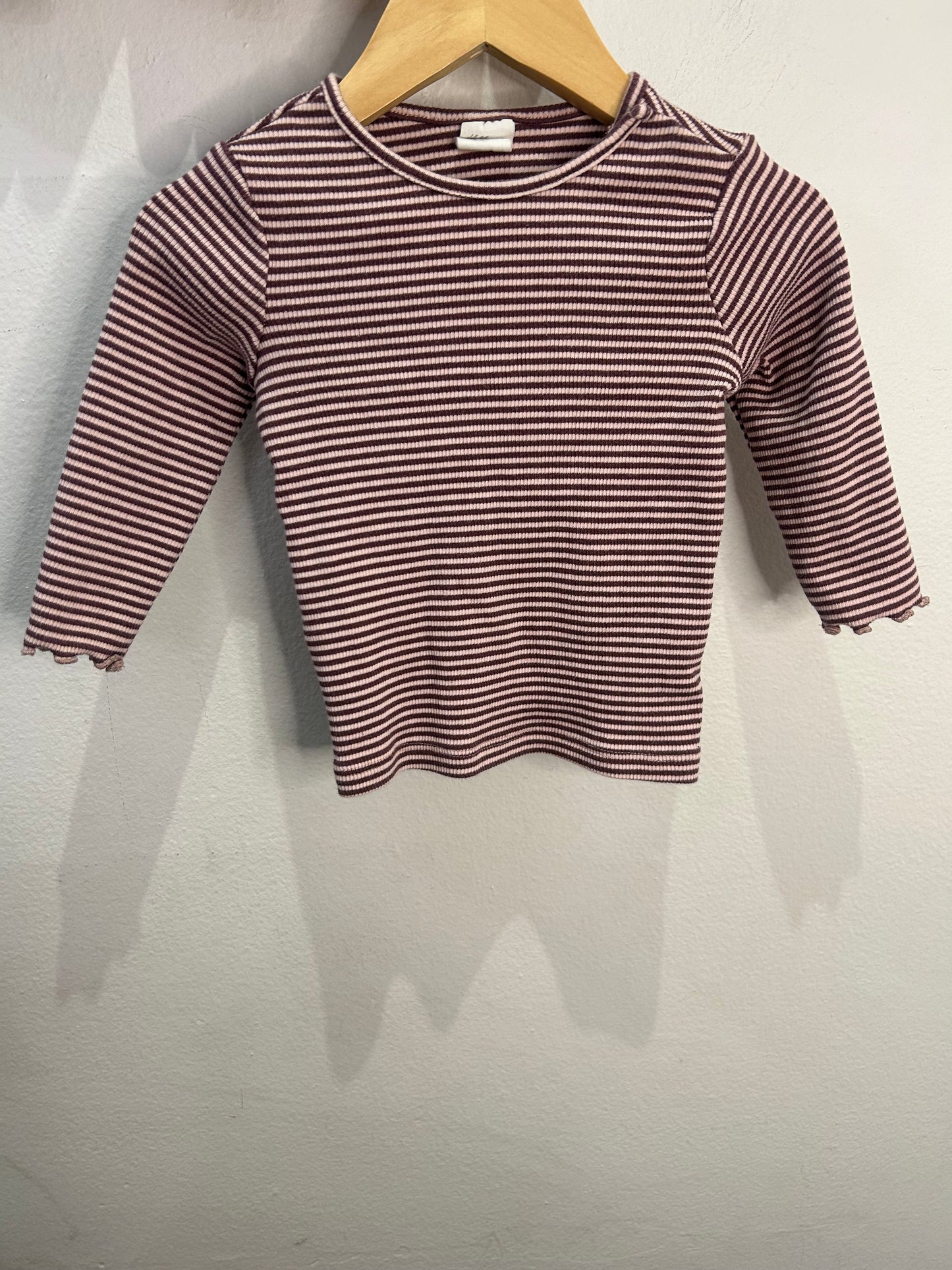 Mauve striped longsleeve 4-6m