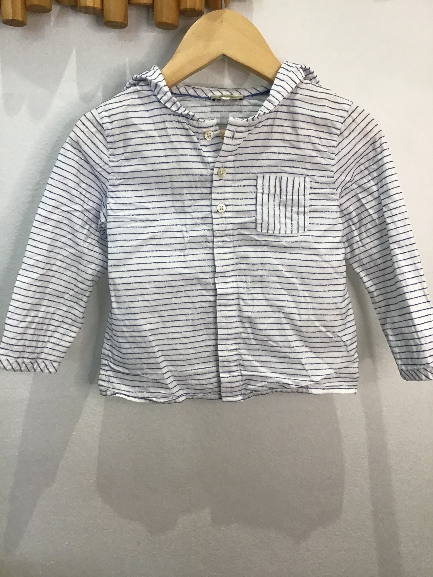 Shirt blue stripe fun collar 24m