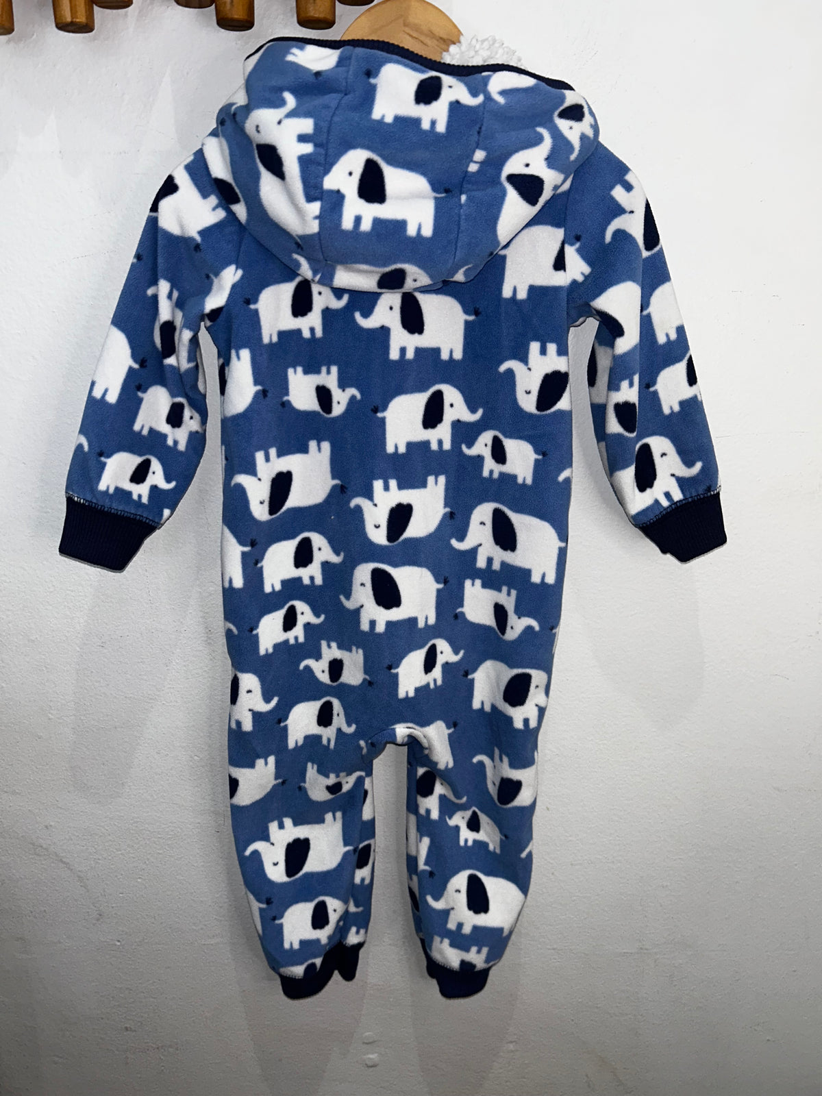 Elephant fleece romper 18m