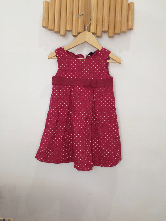 Red dots corduroy dress 2y