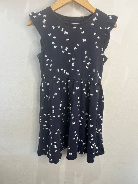 Butterflies navy dress 4-6y