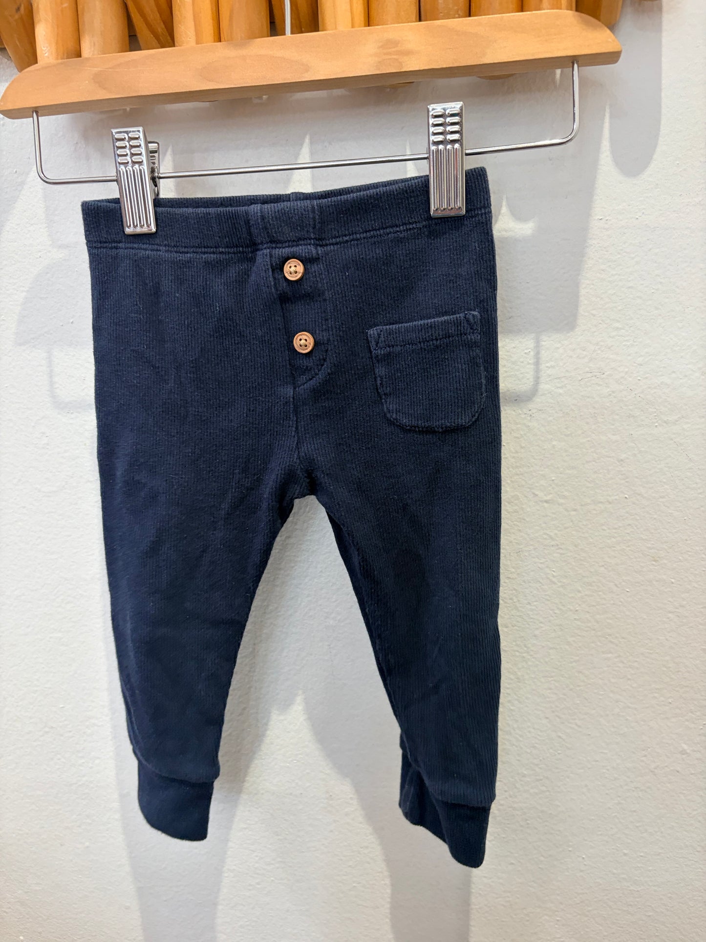 Blue ribbed cotton pants 9-12m