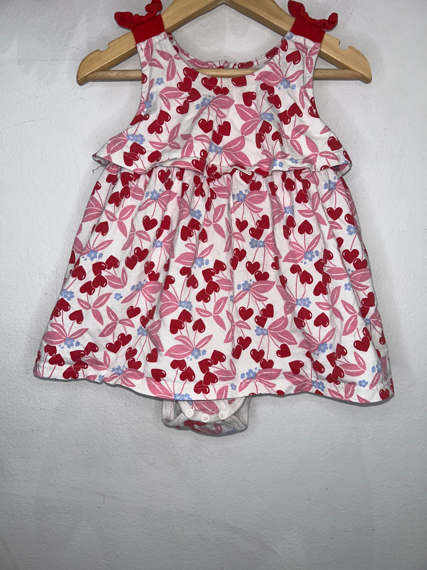Cherry hearts onesie dress 24m
