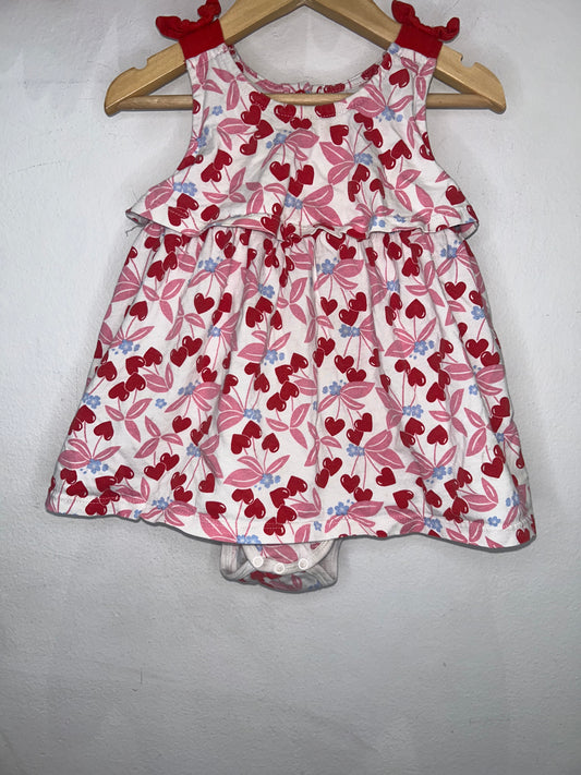 Cherry hearts onesie dress 24m