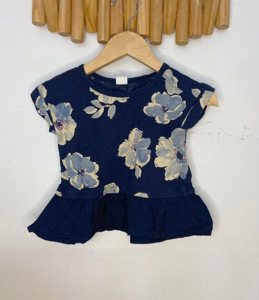 Blue painted flowers blouse 18-24m