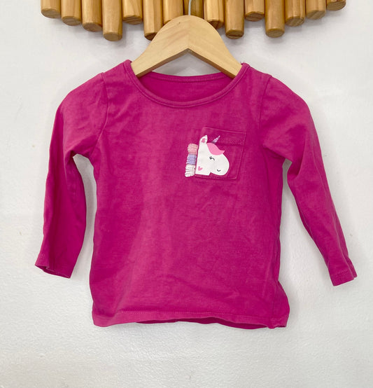 Magenta pocket long sleeve 12-18m