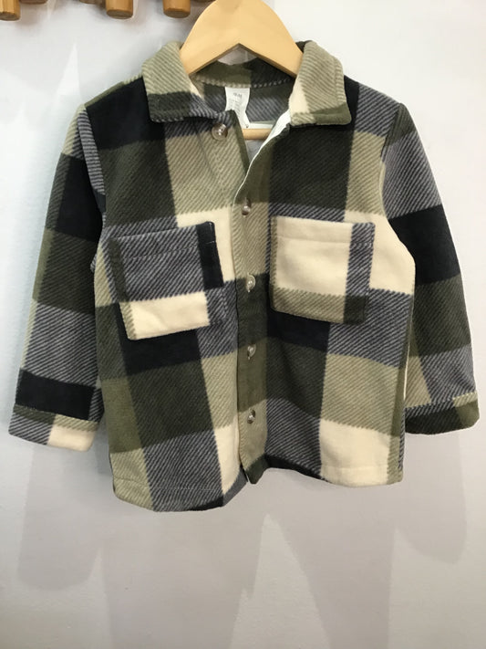 Fleece overshirt checkered 12-18m new