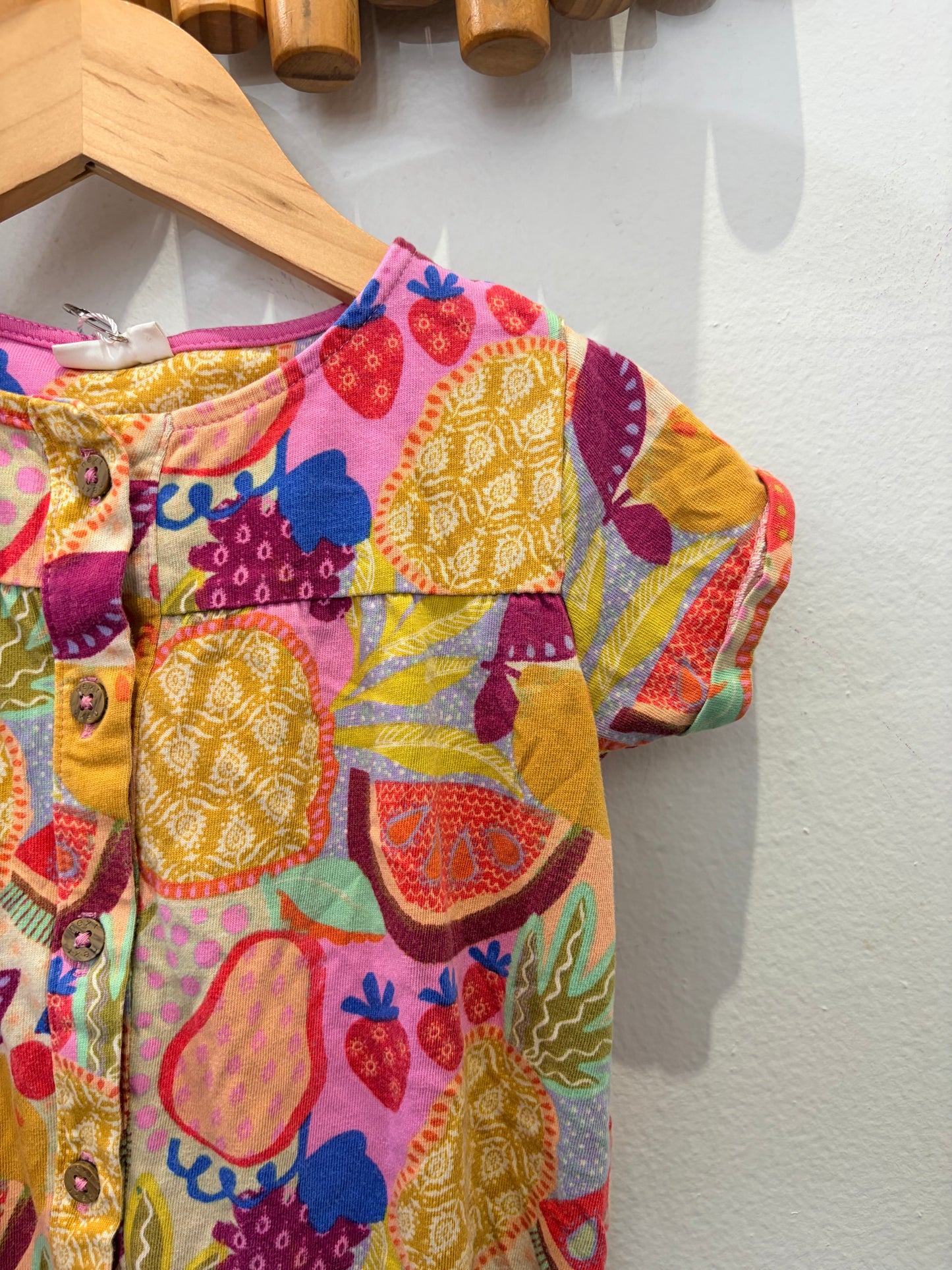 Modern art fruits romper 12-18m