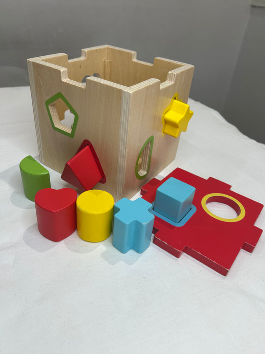 Wooden shape sorter cube