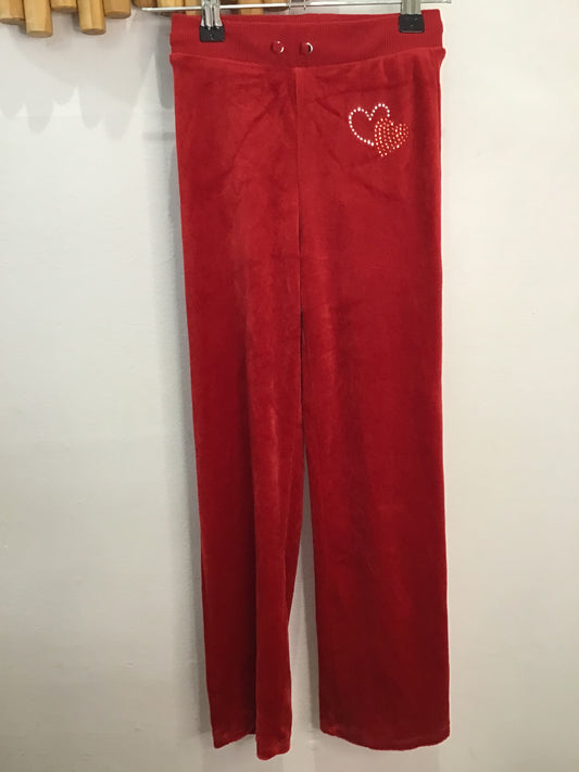 Red velour joggers 7-8y
