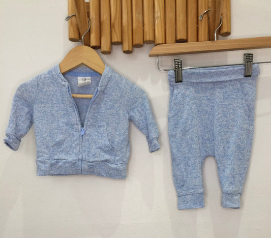 Blue knit jogger set 0-3m