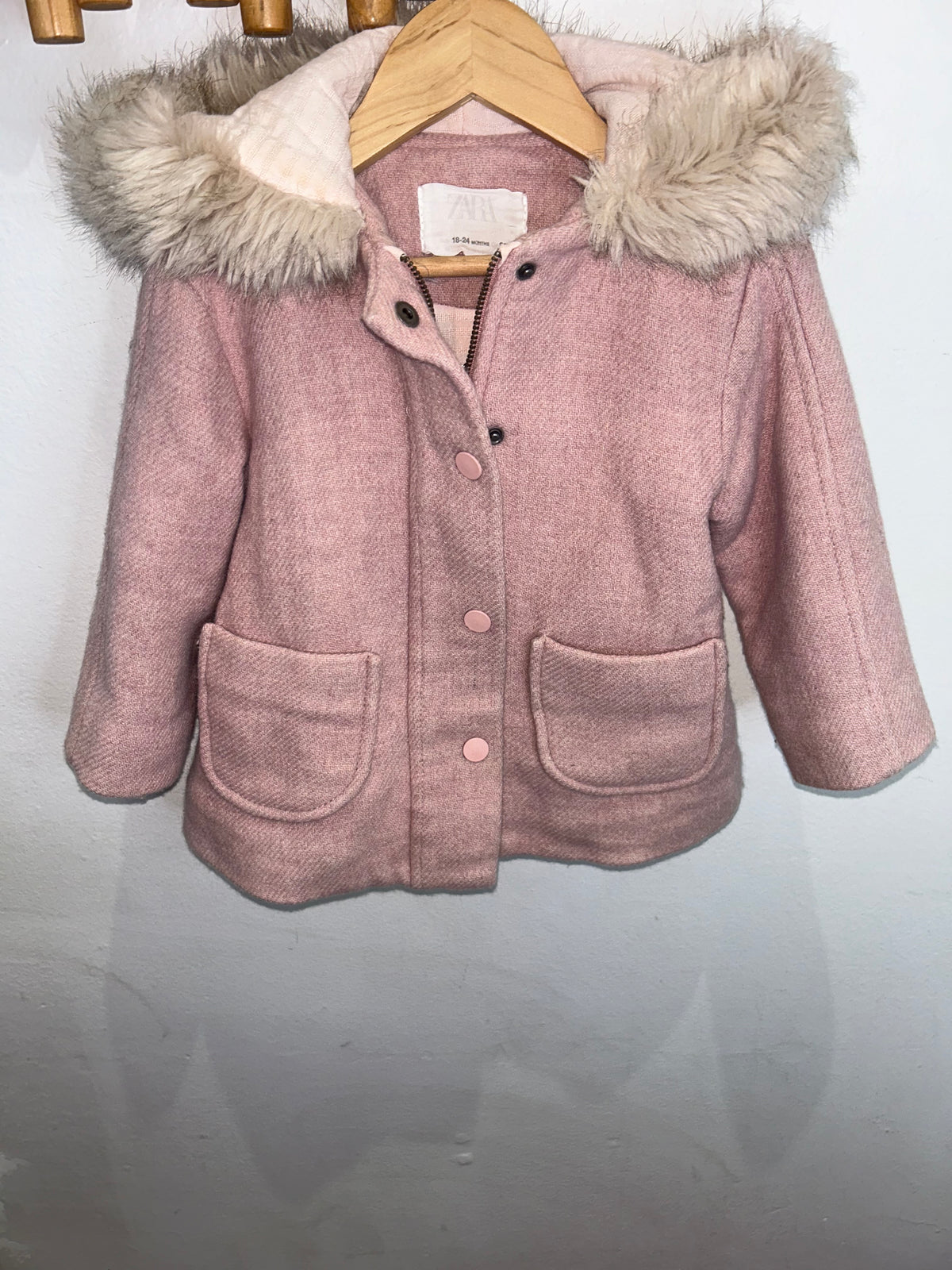 Pink hooded coat 18-24m