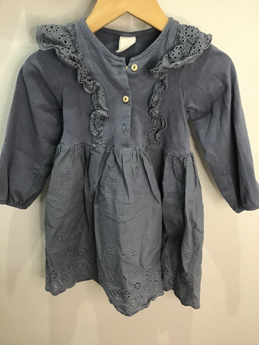 Dress mute blue eyelet 18-24m