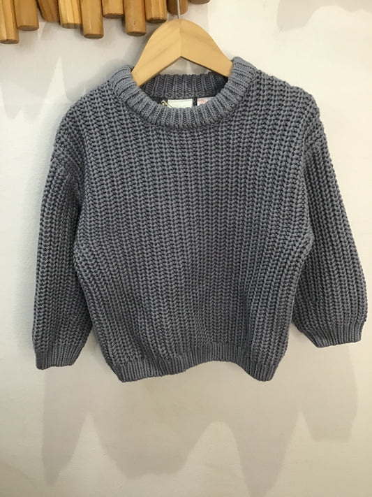 Slate blue cable knit sweater 2y