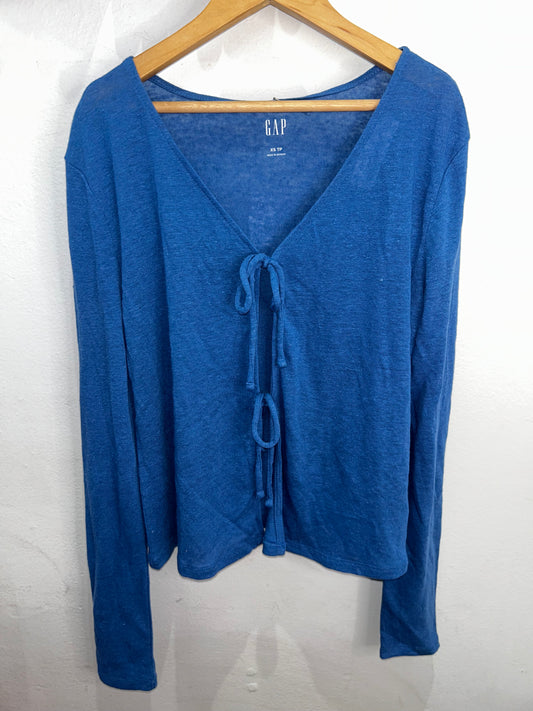 Blue tie blouse - adult XS