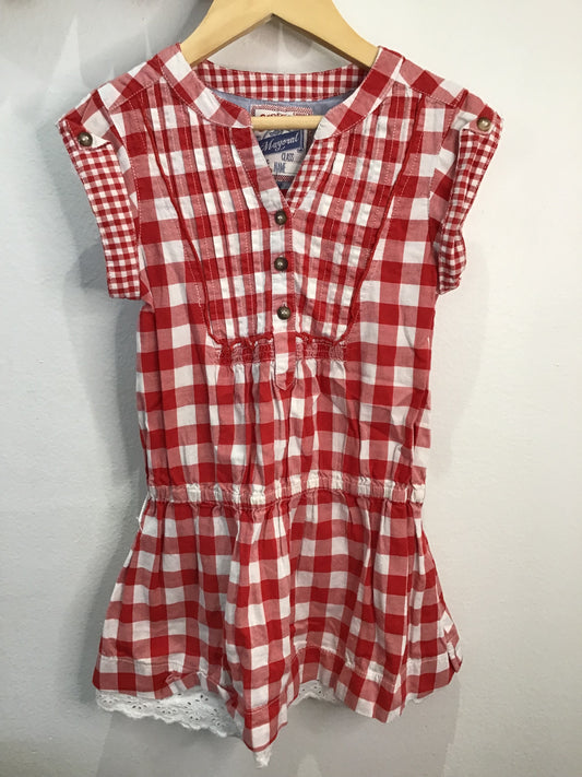 Red checkered drop waist dress 4y