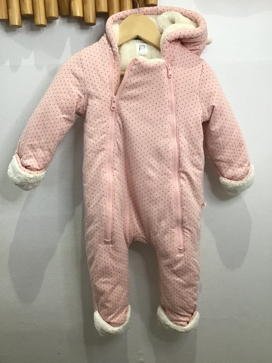 Pink dots bunting furry lining 6-12m
