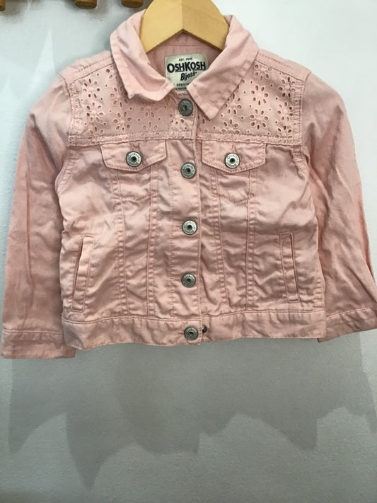 Pink denim style jacket 5y