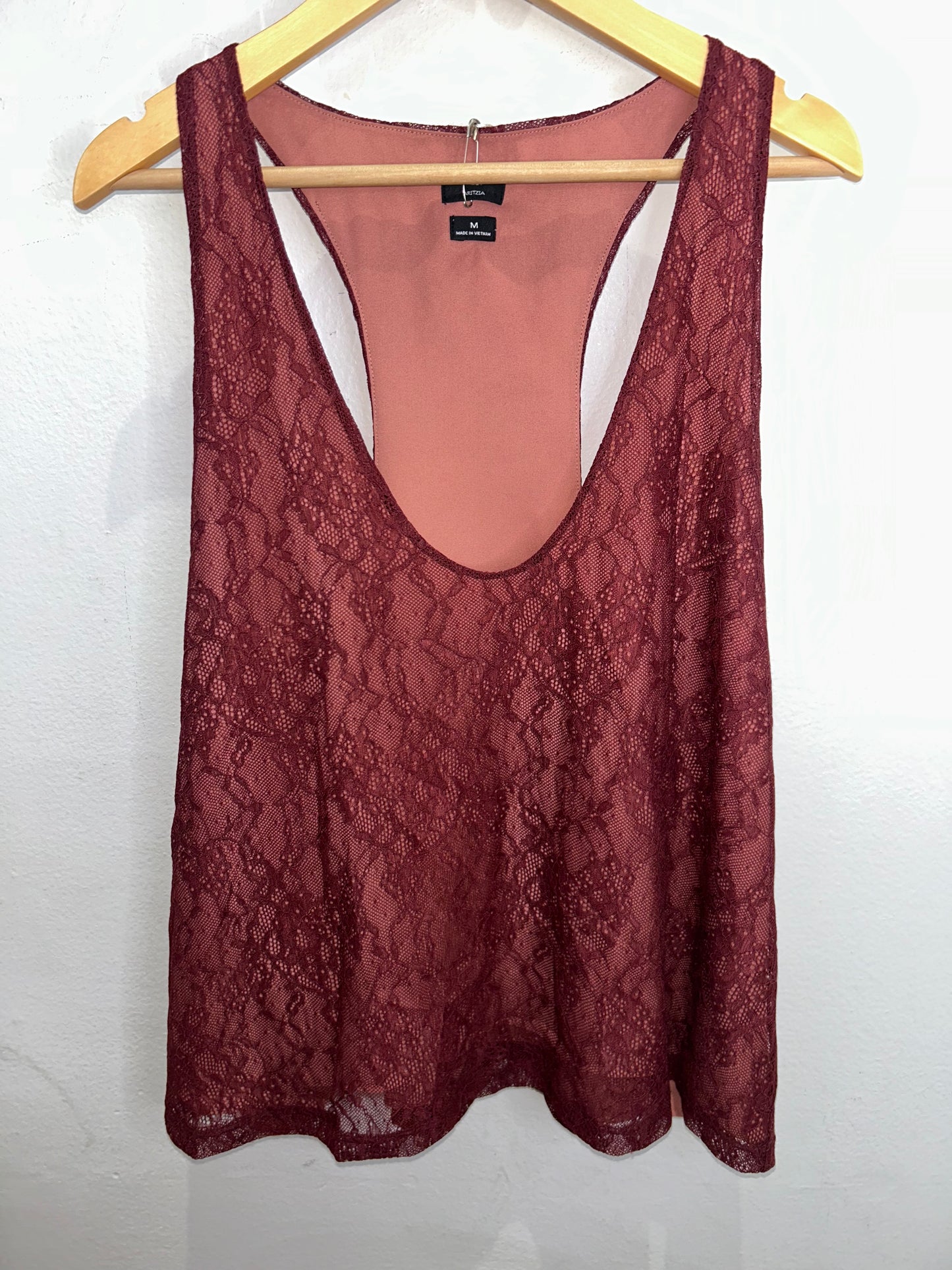 Artizia wine lace tanktop- adult M