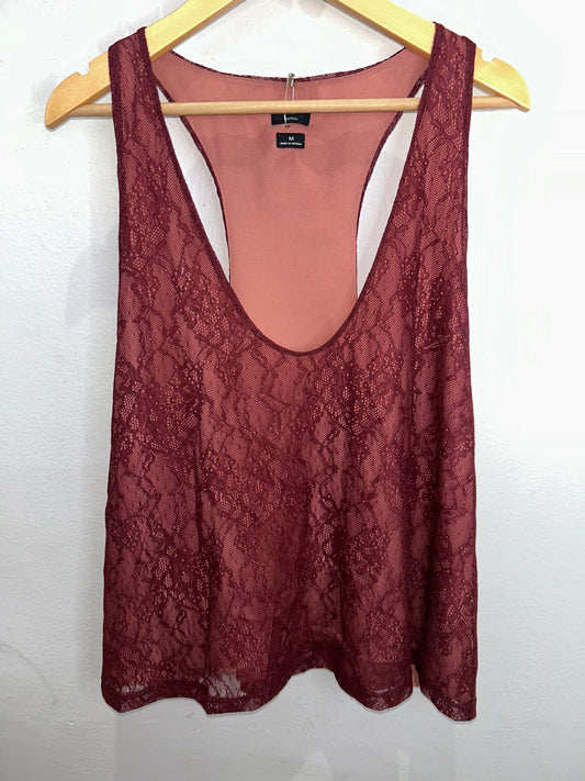 Artizia wine lace tanktop- adult M