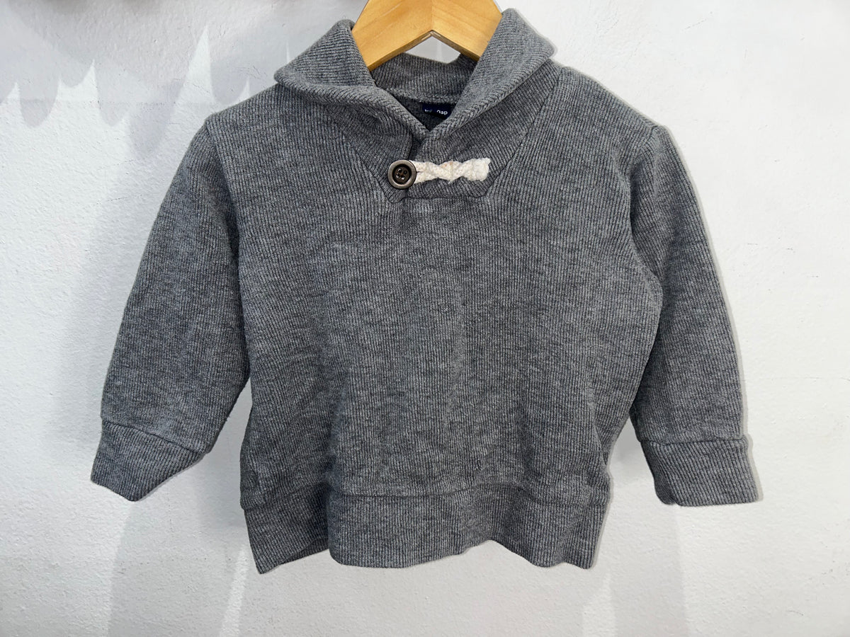 Button collar grey sweater 12-18m