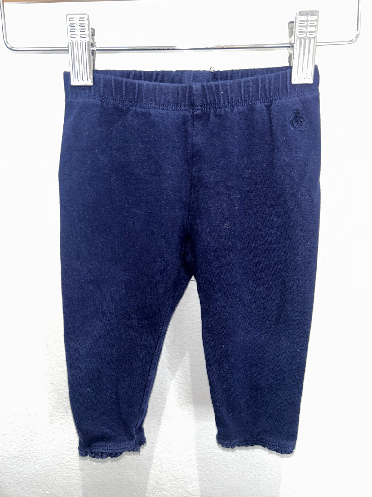 Navy leggings with ruffle bottom 6-12m