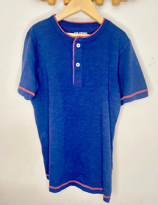 Red stitch blue henley 7-8y