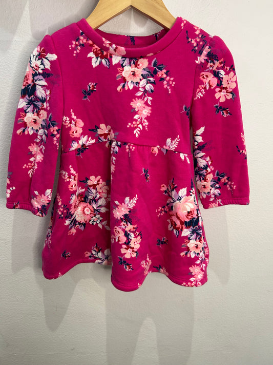 Pink bouquet fleece-lined dress 18-24m