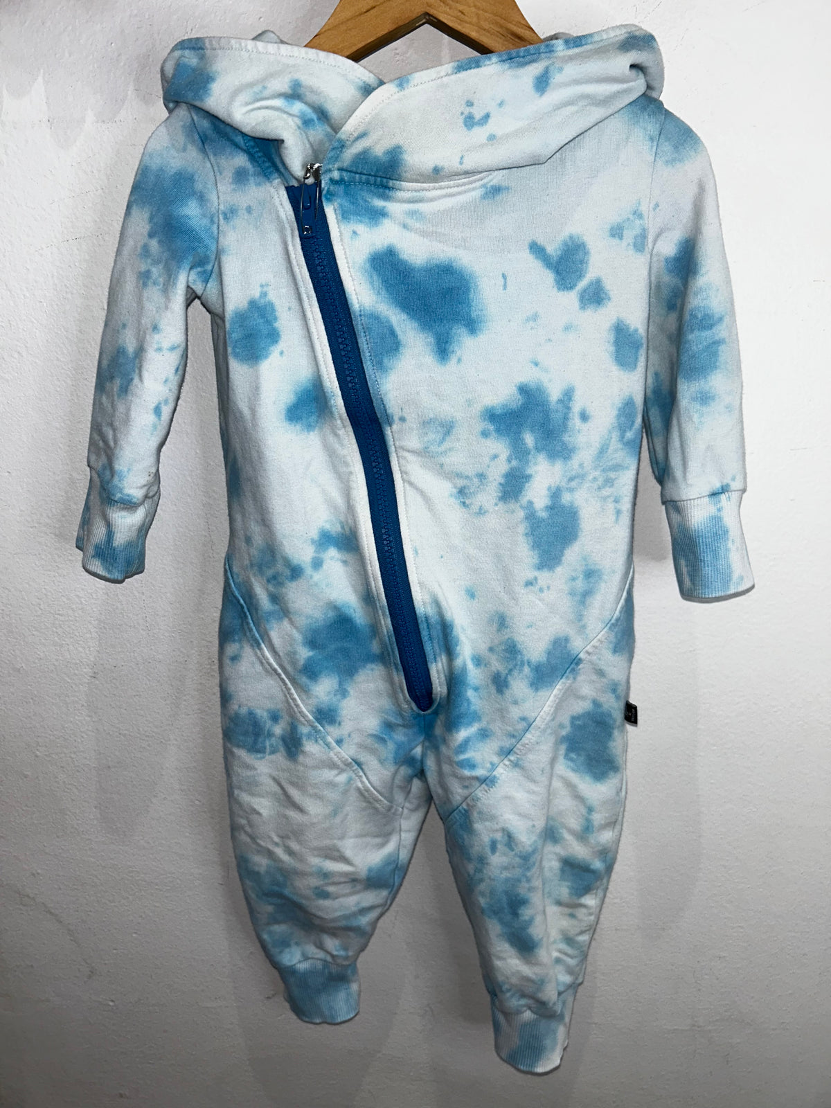 Blue sweatshirt romper 6-12m