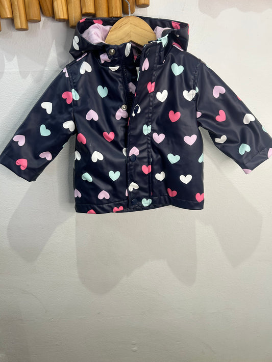 Pink hearts rain jacket 3-6m