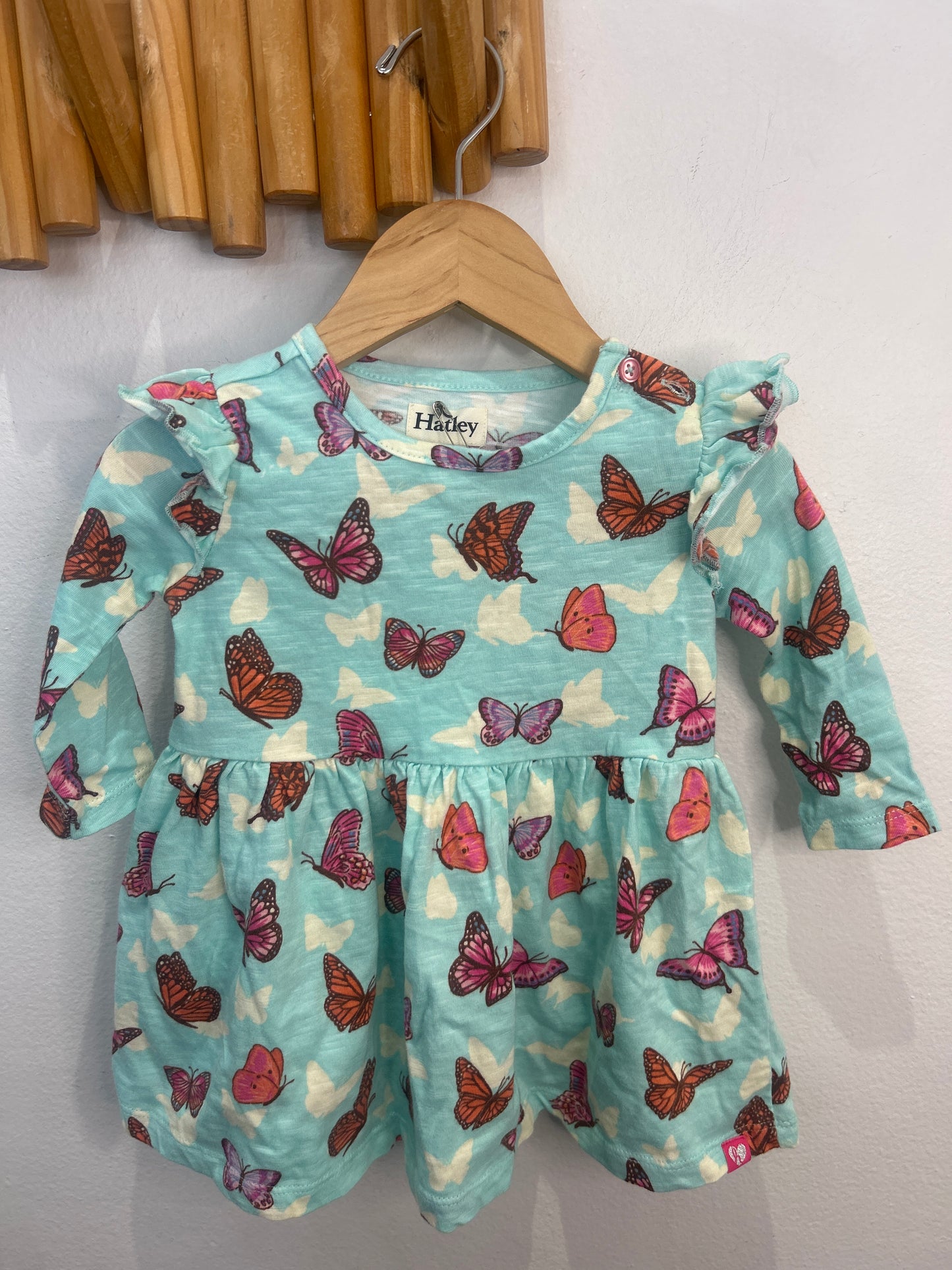 Hatley butterflies blue dress 6-9m