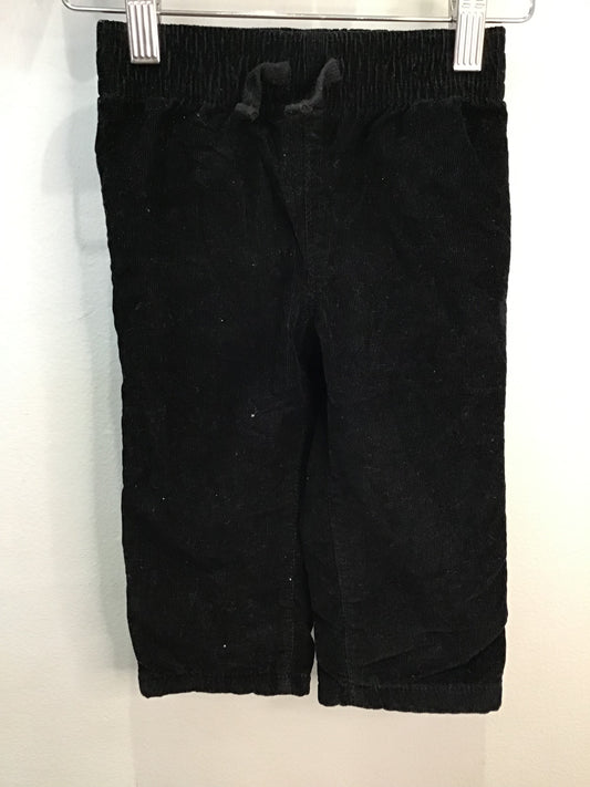 Pants black cord pullon 12-18m