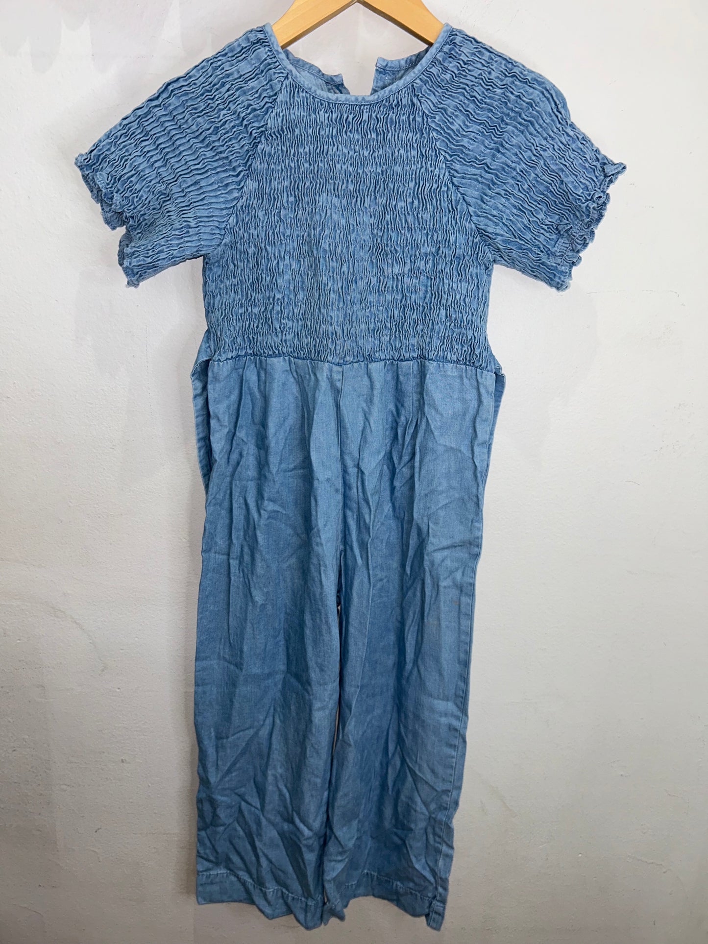 Chambray smocked romper 5-6y