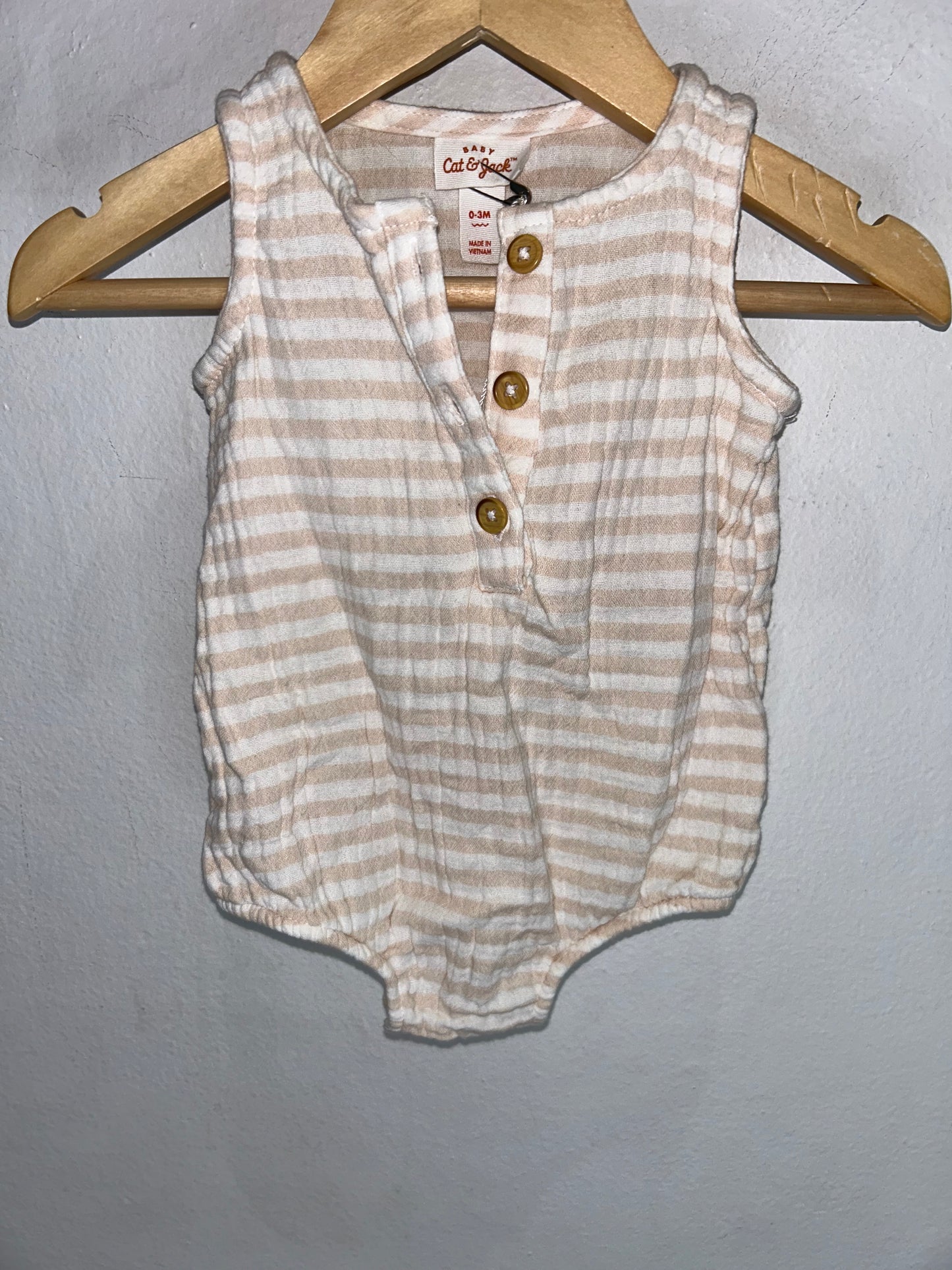 Linen Romper Stripes 0-3m