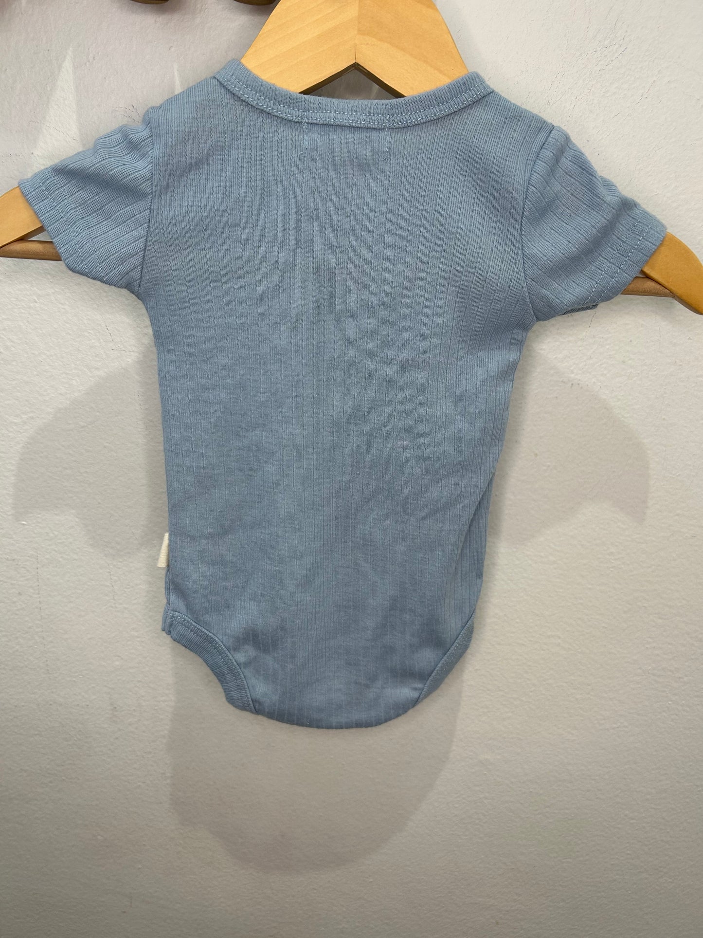 Light blue henley onesie 0-3m