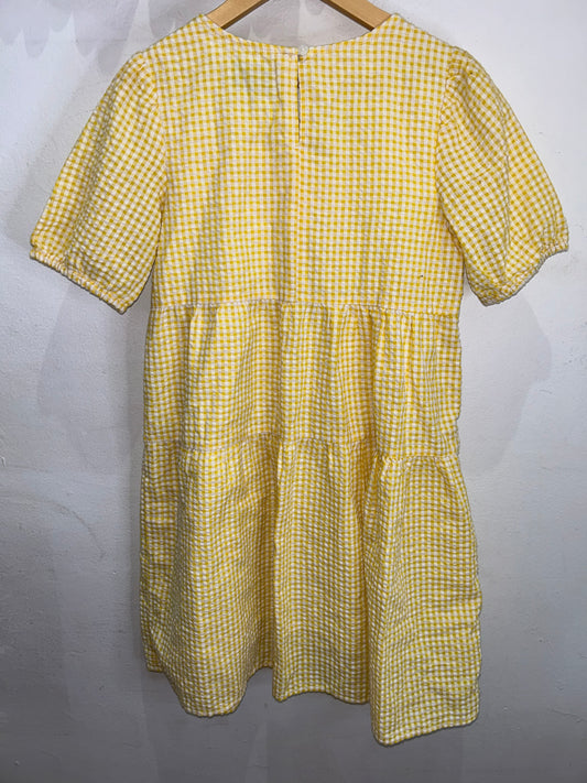 Yellow gingham dress 10-12y