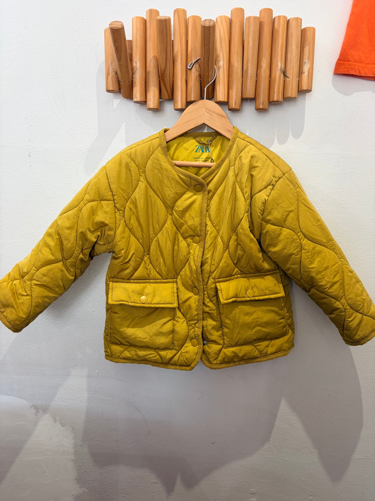 Chartreuse puffer jacket 3-4y
