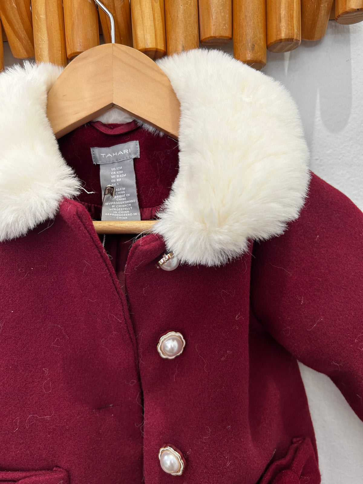 Maroon fancy  coat 9-12m