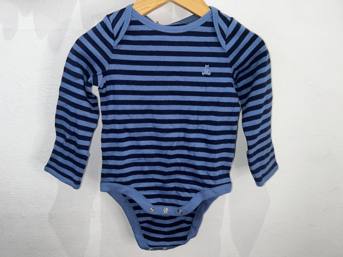 Dark blue stripe onesie 0-3m