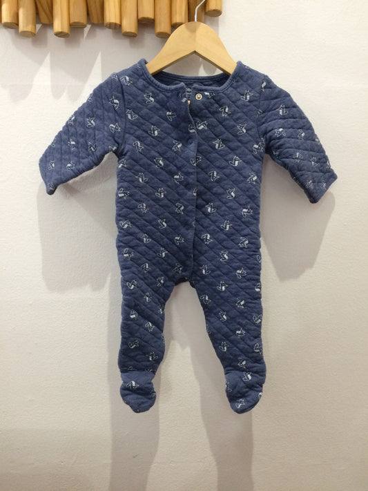 Foxes blue quilted romper 6m