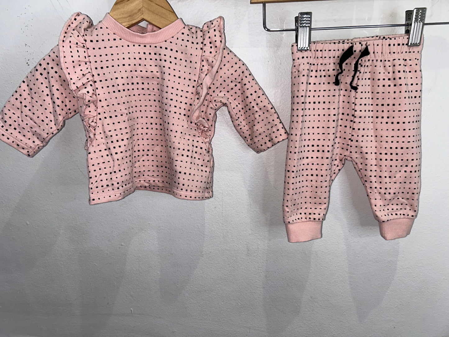 Pink squares jogger set 0-3m