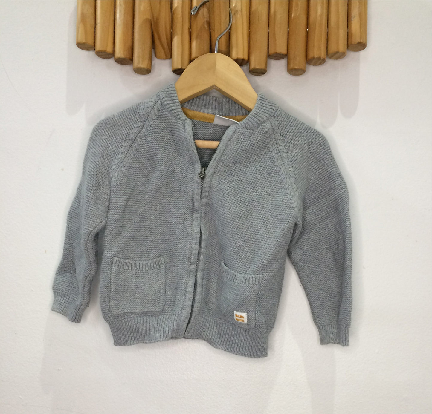 Grey zipup knit sweater 12-18m