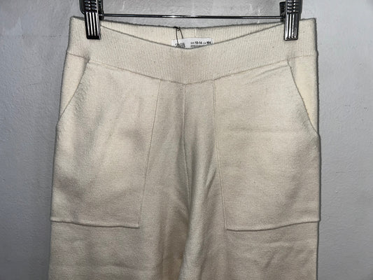 Cream wide leg sweater pants 13-14y