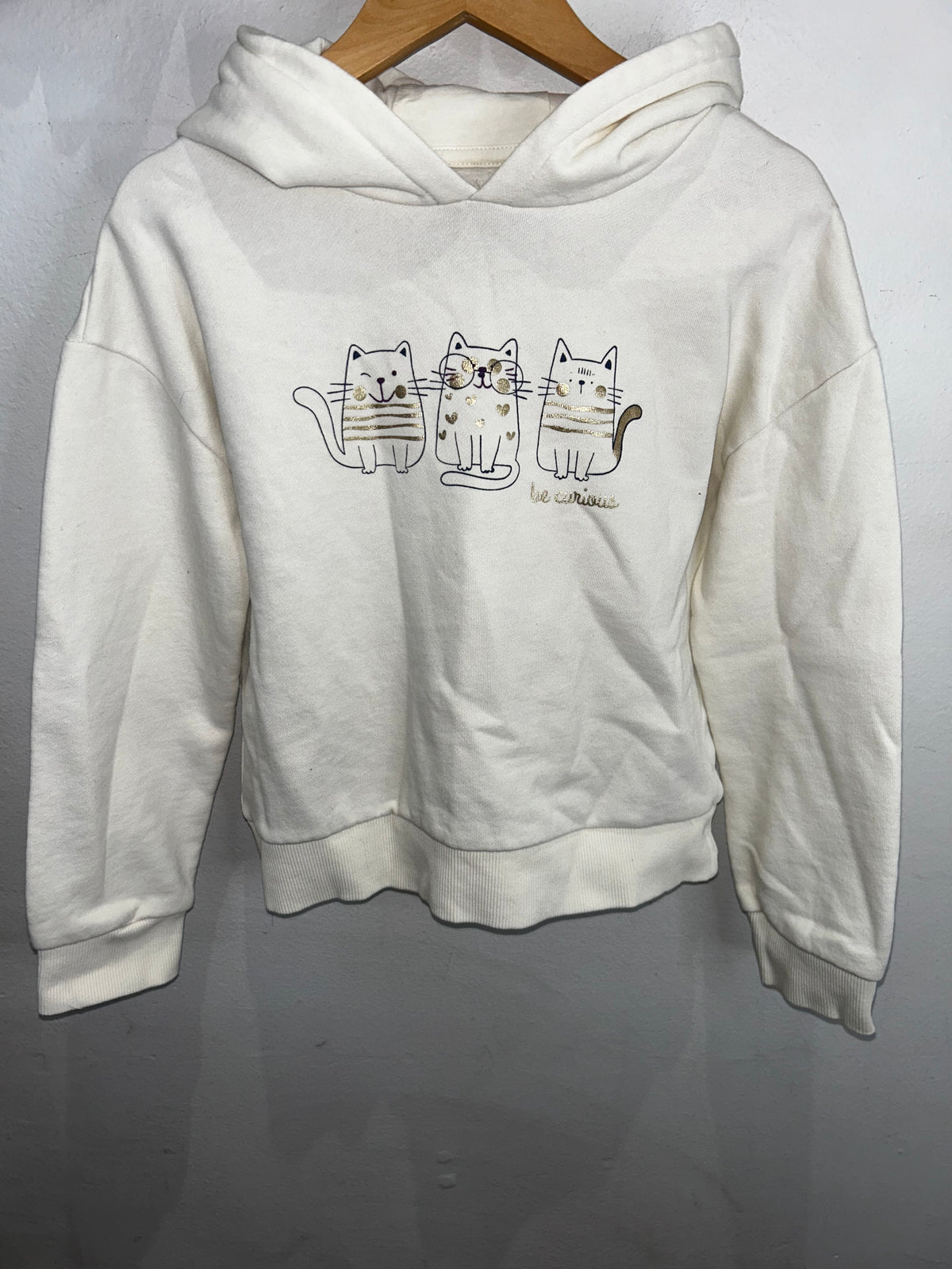 Be Curious cats hoodie 10y