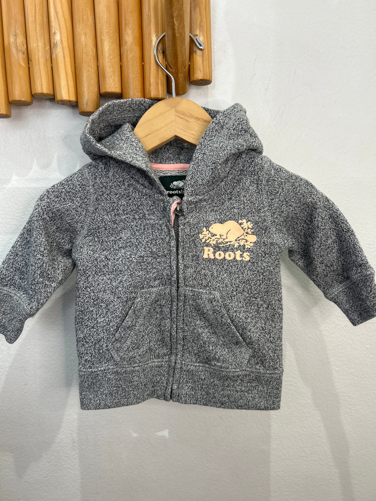 Roots light pink logo sweatshirt 0-3m